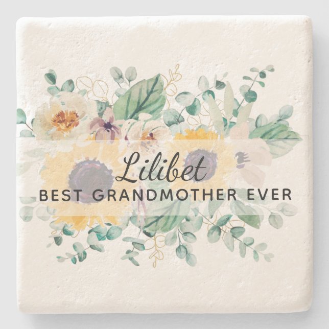 GRANDMA-gåvor - Solrostecken - Personlig Stenunderlägg (Framsidan)