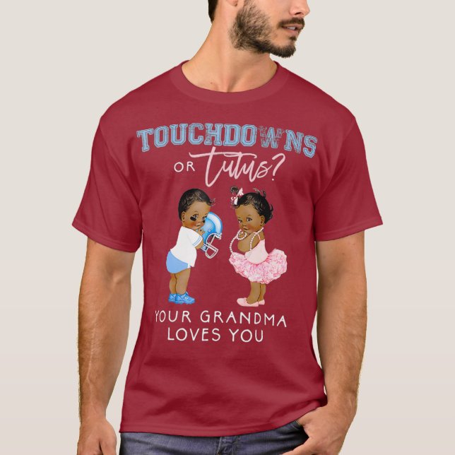 Grandma Gender Reveal Touchdown Tutu Baby T Shirt (Framsida)