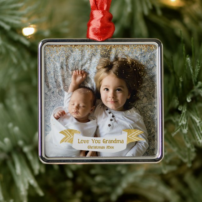 Grandma Gift Christmas Photo with Year Julgransprydnad Metall (Träd)