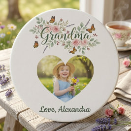 Grandma Gift Coaster - Floral Photo Underlägg