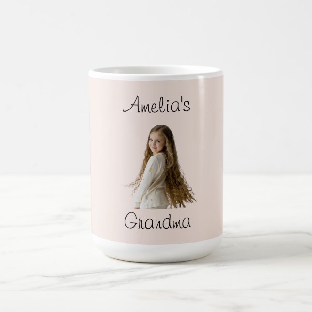 Grandma Gift - Grandchild Namn & Photo - Kaffemugg (Center)