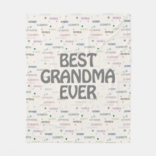 Grandma Gift Grandchildren 3-4 Namn Fleecefilt (Framsidan)