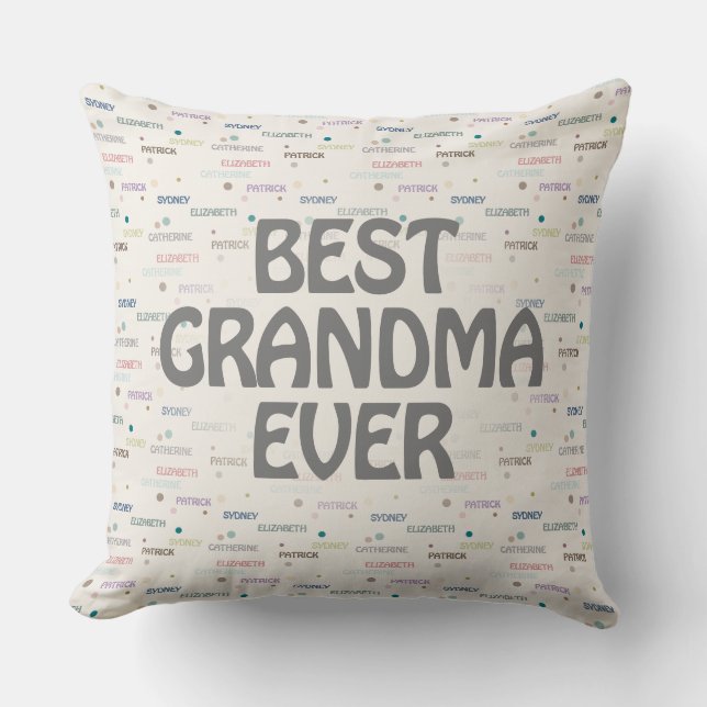 Grandma Gift Grandchildren 3-4 Namn Kudde (Framsida)