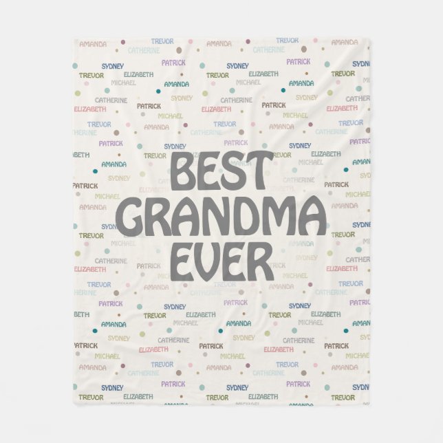 Grandma Gift Grandchildren 5-7 Namn Fleecefilt (Framsidan)