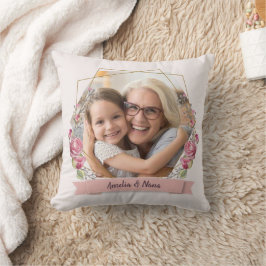 Grandma Gift Photo Rosa Girly Mors dag Kudde
