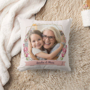 Grandma Gift Photo Rosa Girly Mors dag Kudde