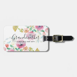 Grandma Gift - Söt Plum Rosa Flowers Perosonal Bagagebricka