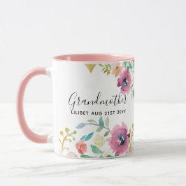 Grandma Gift - Söt Plum Rosa Flowers Perosonal Mugg