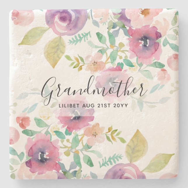 Grandma Gift - Söt Plum Rosa Flowers Perosonal Stenunderlägg (Framsidan)