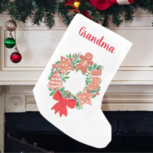 Grandma Gingerbröd Cookie-jul Liten Julstrumpa