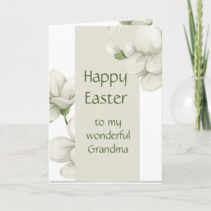 Grandma Glad påsk White Flowers Blommigt Helgkort