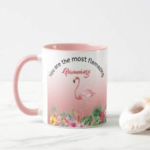 Grandma Glamingo Flamingo Rosa Tropical Namn Foto Mugg