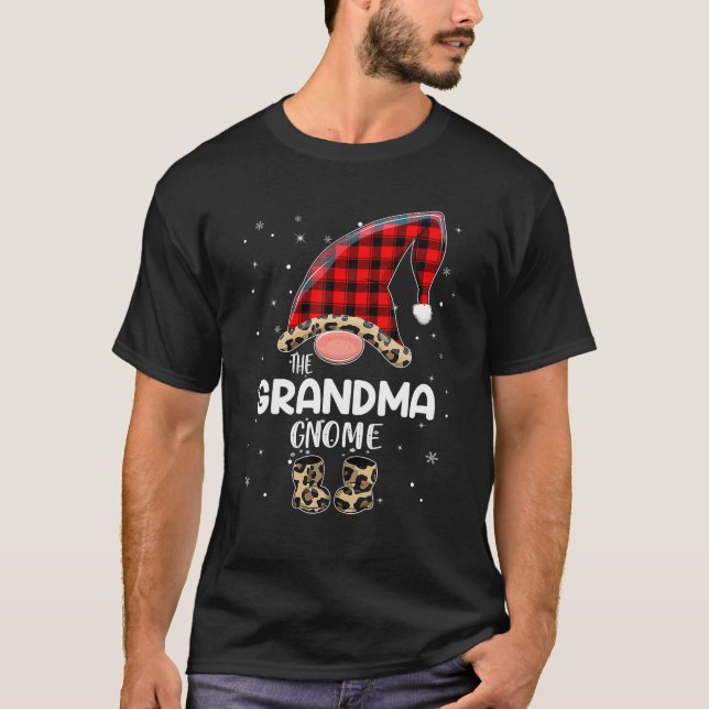 Grandma Gnome Buffalo Play Matching Family T Shirt (Framsida)
