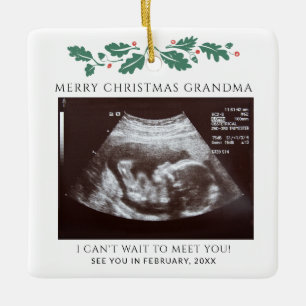Grandma God jul Gravid Baby Reveal Julgransprydnad Keramik