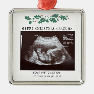 Grandma God jul Gravid Ultrasound Photo Julgransprydnad Metall