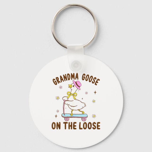 Grandma Goose On The Loose Funny Birthday Matching Nyckelring (Framsida)