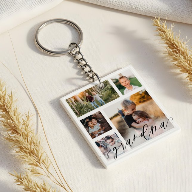 Grandma | Grandchild Photos Speciellt Message Nyck (Grandma | Grandchildren Photos Special Message Key Keychain)