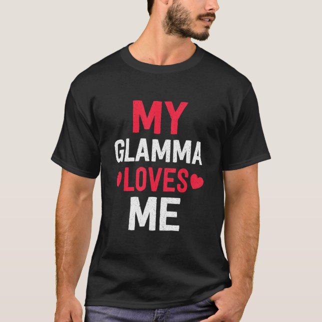 Grandma Grandkids My Loving Glamma Loves Me Family T Shirt (Framsida)