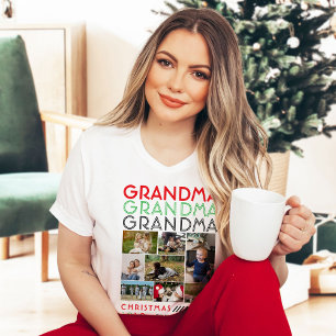 Grandma Grandkilling Family Bild Collage jul T Shirt
