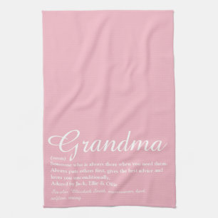 Grandma, Grandmor Definition Script Rosa Kökshandduk