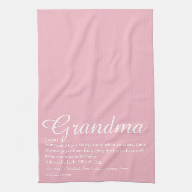 Grandma, Grandmor Definition Script Rosa Kökshandduk (Vertikal)