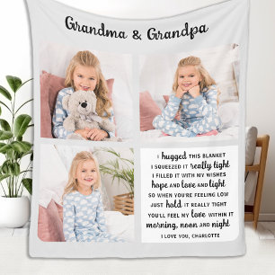 Grandma Grandpa Dikt Modern Personlig 3 Photo Fleecefilt