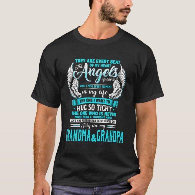 Grandma & Grandpa Every Beat Of My Heart The Angel T Shirt (Framsida)
