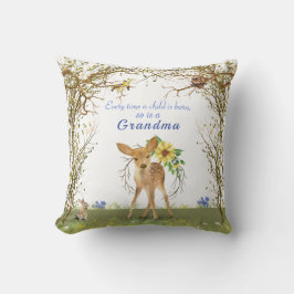 Grandma & Grandpa Fawn Uggla Bunny Flowers Kudde