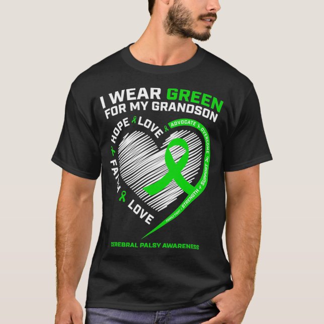 Grandma Grandpa Gift Grönt Grandson Cerebral T Shirt (Framsida)