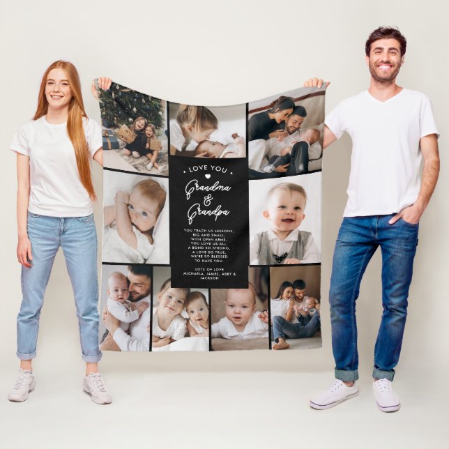 Grandma & Grandpa Kärlek You 9-Photo Collage Moder Fleecefilt (På plats)