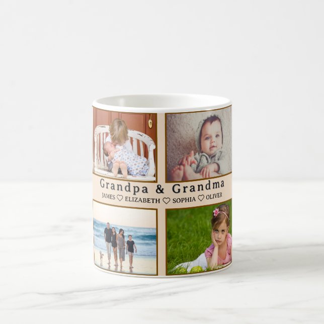 Grandma & Grandpa Mug – Custom 8 Photos & Names Kaffemugg (Center)