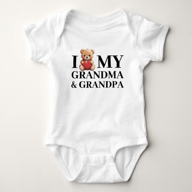 Grandma Grandpa Nalle Kärlek T Shirt (Framsida)