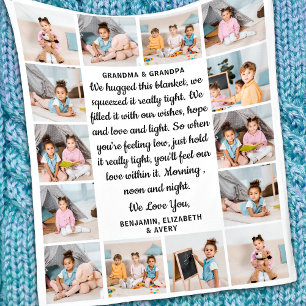 Grandma Grandpa Personlig 14 Photo Collage Fleecefilt
