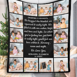 Grandma Grandpa Personlig Dikt 14 Photo Collage Fleecefilt