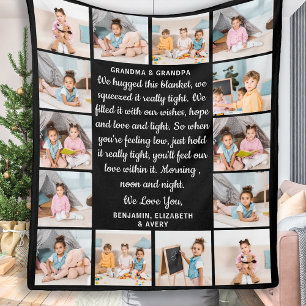 Grandma Grandpa Personlig Dikt 14 Photo Collage Fleecefilt