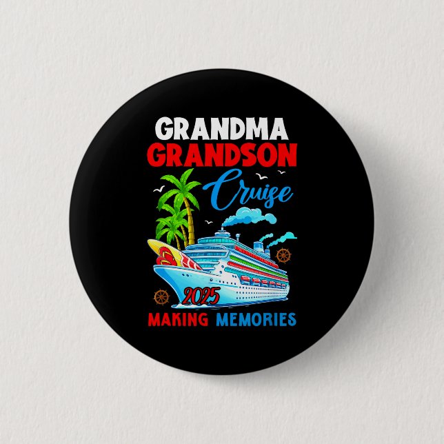 Grandma Grandson Cruise 2025 Memories Christmas Fa Knapp (Framsida)