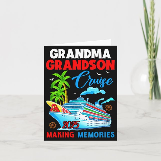 Grandma Grandson Cruise 2025 Memories Christmas Fa Kort (Framsida)
