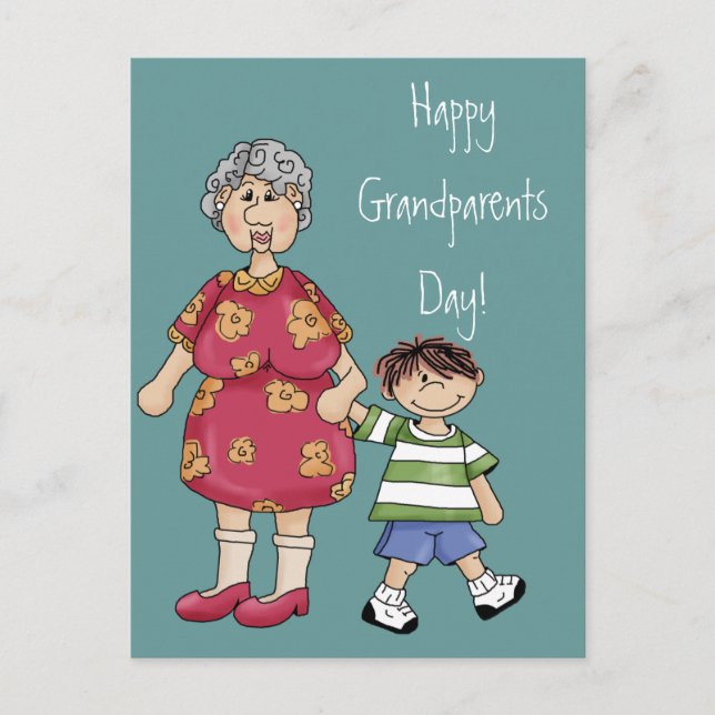 Grandma & Grandson (Grandparent Designs) Vykort (Framsida)