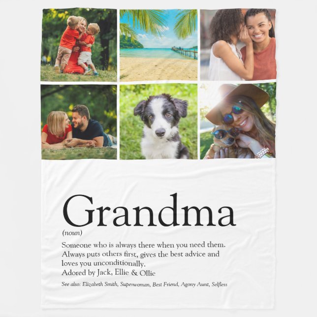 Grandma Granny Definition Photo Collage Fleecefilt (Framsidan)