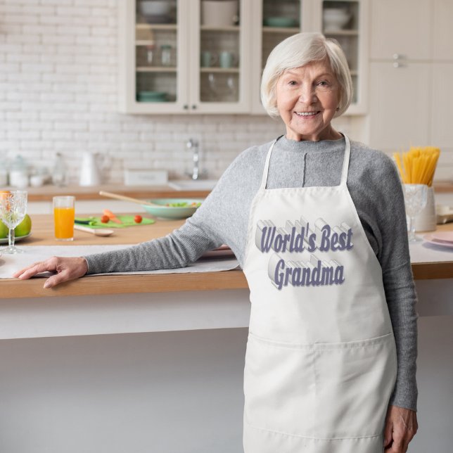 Grandma grått text long apron långt förkläde (Skapare uppladdad)