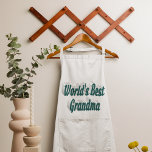 Grandma grönt text long apron långt förkläde<br><div class="desc">Apron med världens bästa mormor i 3D blå grönt. Apron finns i flera stilar och färg.</div>