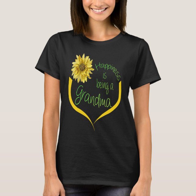 Grandma   Happiness Is Being A Grandma  Sunflower T Shirt (Framsida)