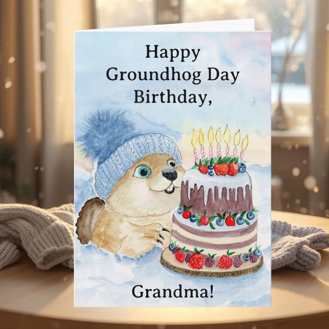 Grandma Happy Groundhog Day Birthday  Kort (Skapare uppladdad)