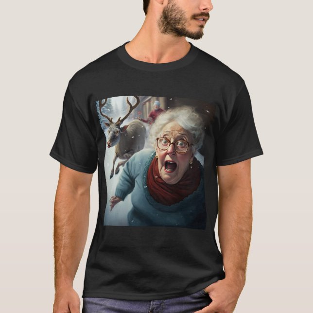 Grandma har springa över av renar under julklapp t shirt (Framsida)