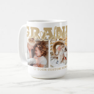 GRANDMA I Kärlek You 3 Photo Collage Guld Kaffemugg