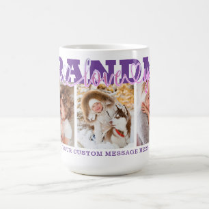 GRANDMA I Kärlek You 3 Photos Lila Rosa Kaffemugg