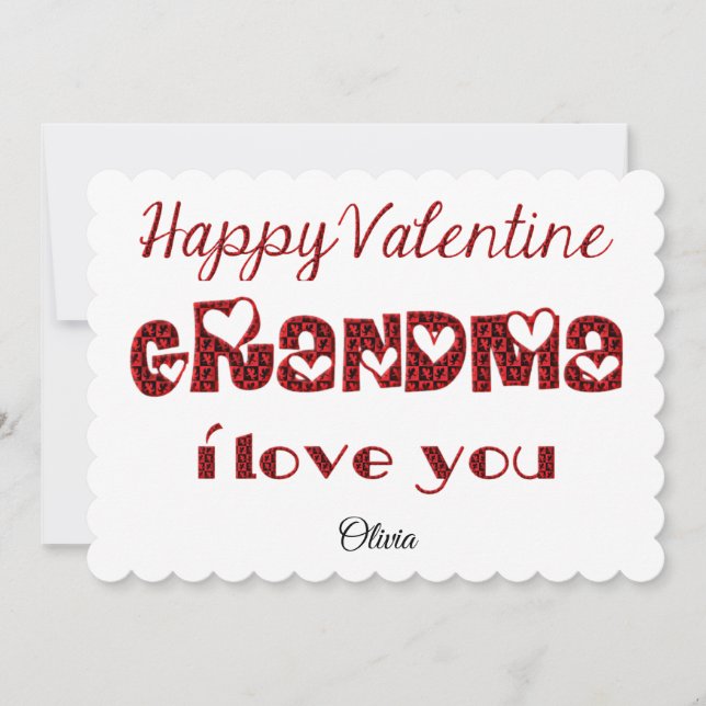 Grandma I Kärlek You Cute Cupid Typography Valenti Julkort (Framsida)