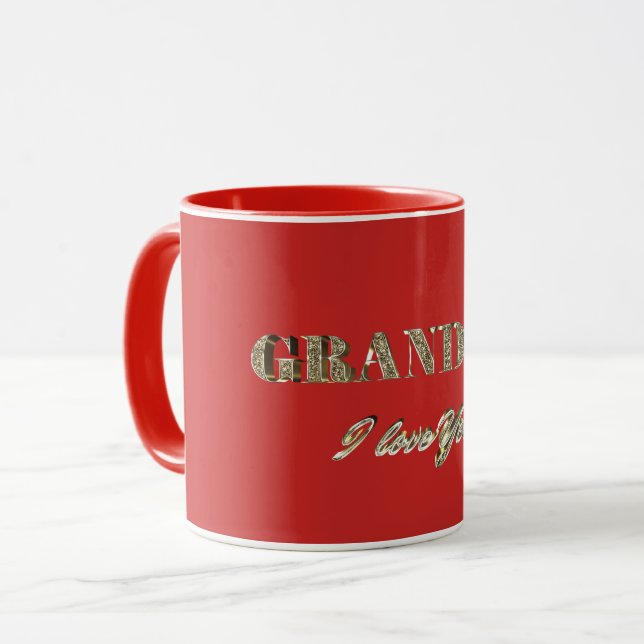 Grandma I Kärlek You Guld Sparkles Typography Mugg (Framsida vänster)