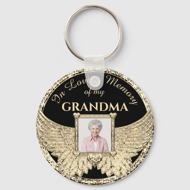 Grandma in Loving Memory Photo Memorial Keychain Nyckelring (Framsida)