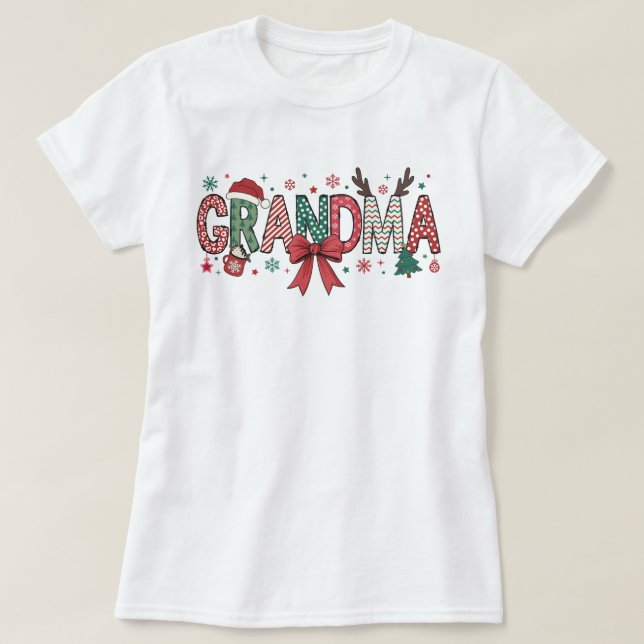 Grandma jul Coquette Bow Helgdag Shirt T (Design framsida)